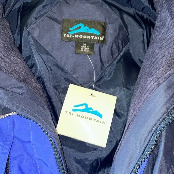 NWT TRI-MOUNTAIN MENS Blue & Black Hooded Jacket.  Size Medium - Picture 4 of 11